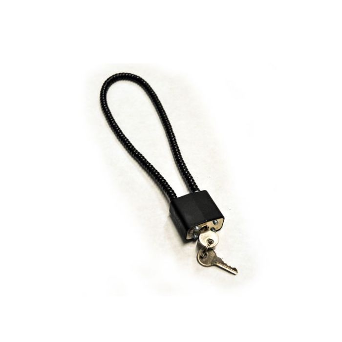 black outdoor cable lock with key