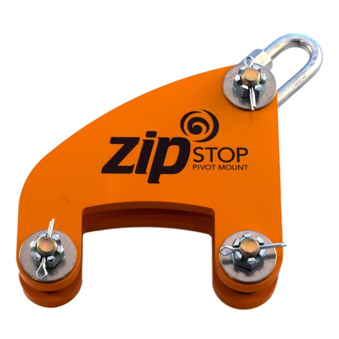 zipSTOP pivot mount used to simplify zip line installations for the zipSTOP Zip Line Brake