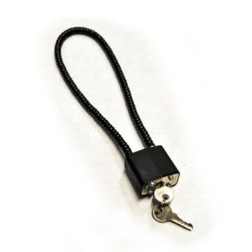 black outdoor cable lock with key