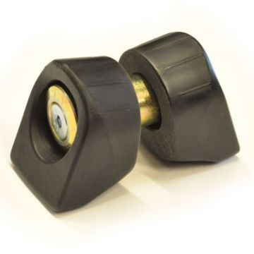 close up of black and bronze rattle stop assembly for the zipSTOP Zip Line Brake.