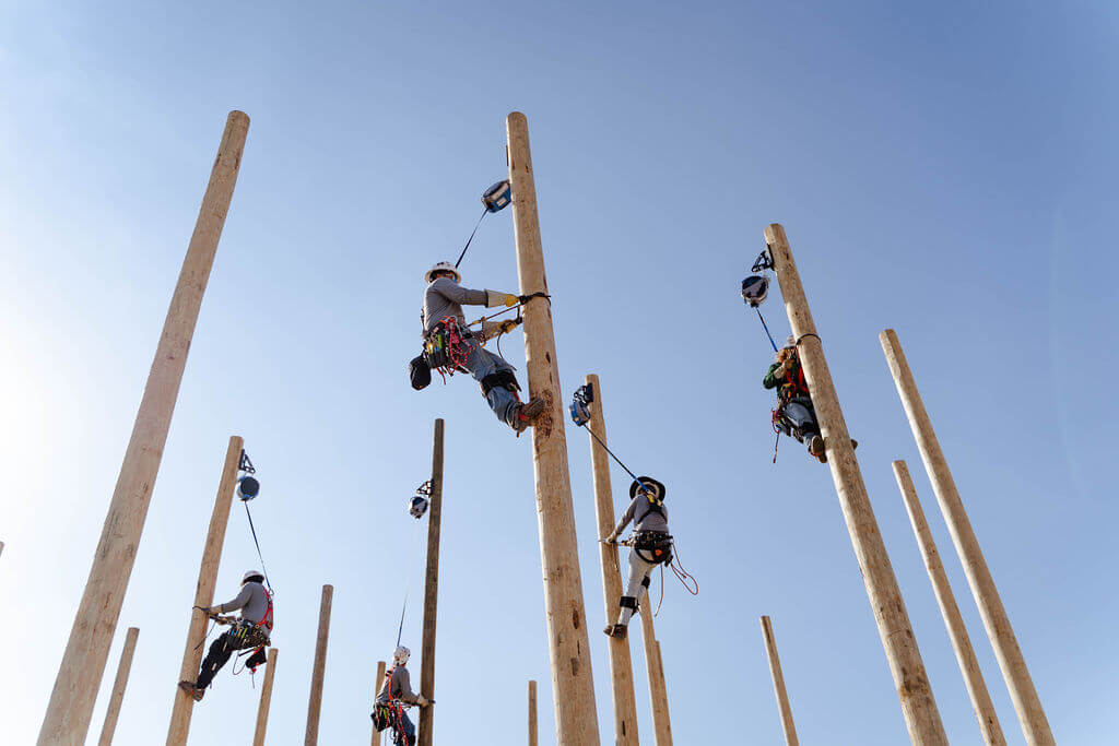 Trainees use TruBlue SafeLine for extra security on their first climb.
