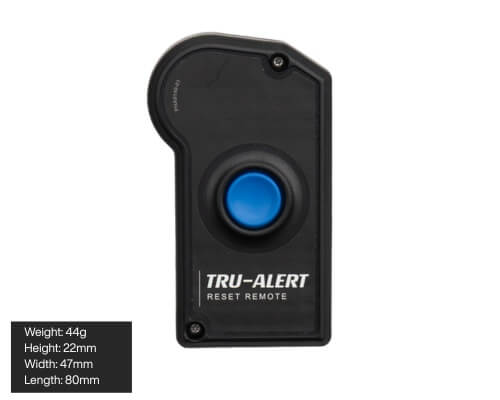 A product shot of the TruAlert Reset Remote