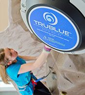 Trublue auto belay device showing design and safety features